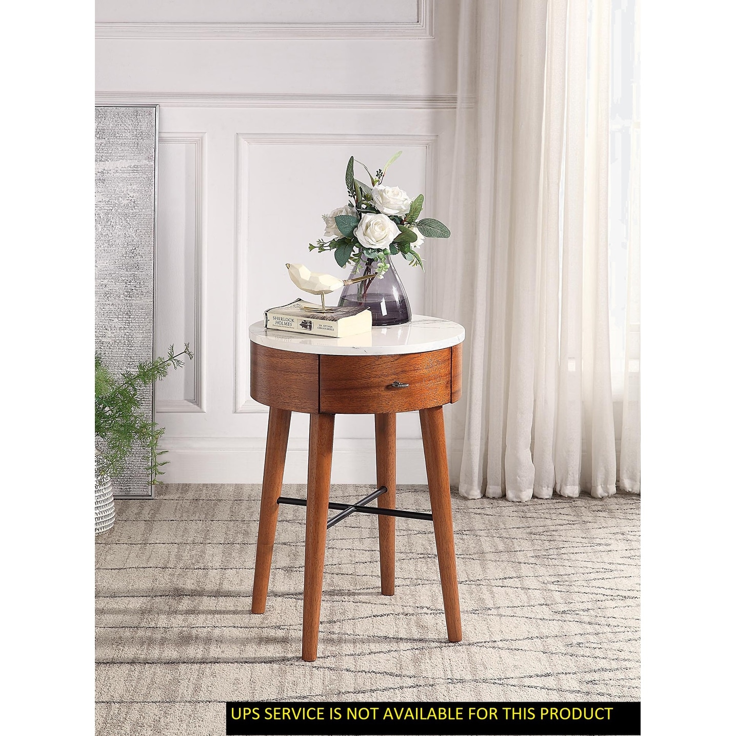 Walnut Finish 1pc Round End Table - Mycitystee