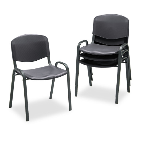 Safco Stacking Chair， Supports Up to 250 lb， Black， 4/Carton (4185BL) - Mycitystee