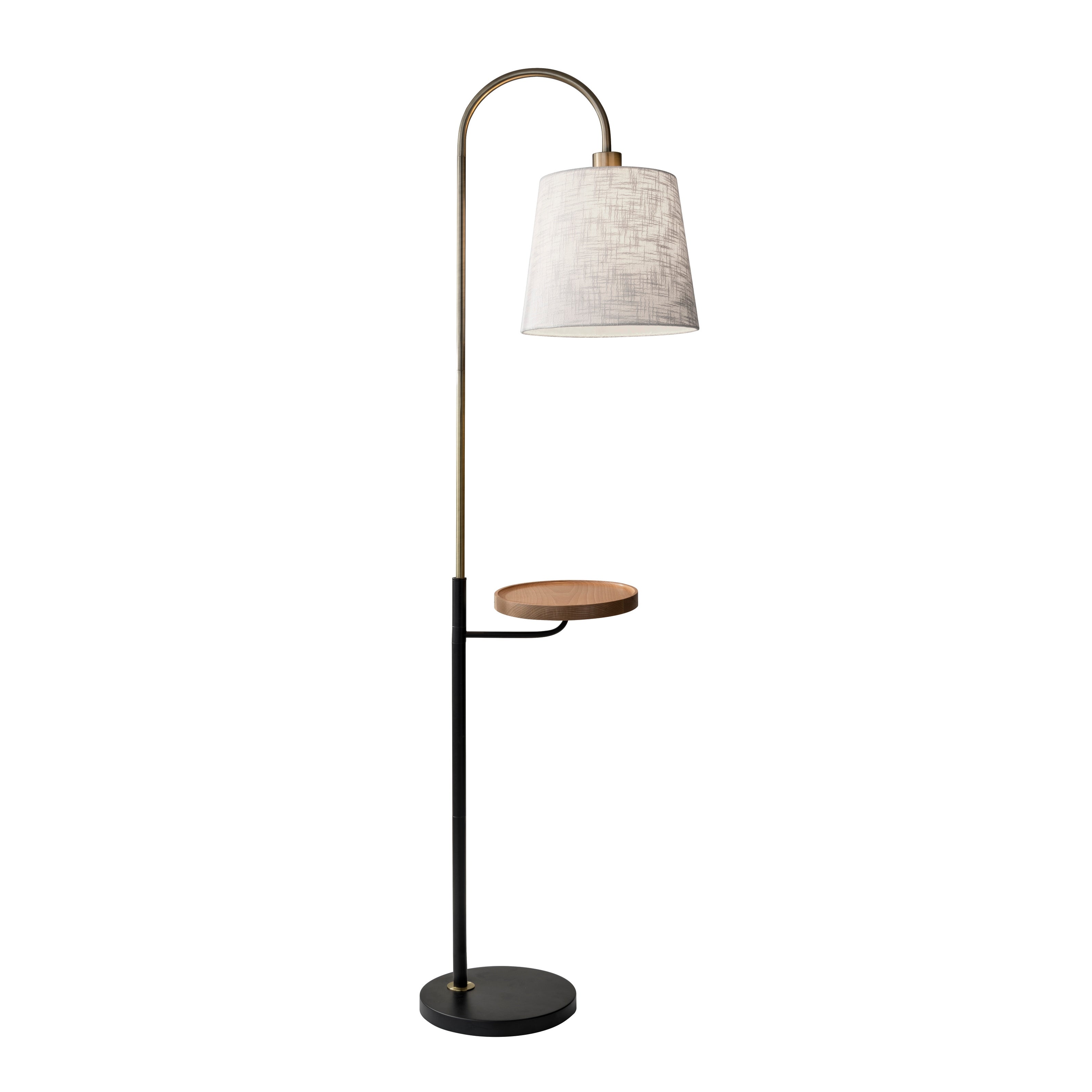 Adesso Jeffrey Black and Antique Brass Shelf Floor Lamp - Mycitystee