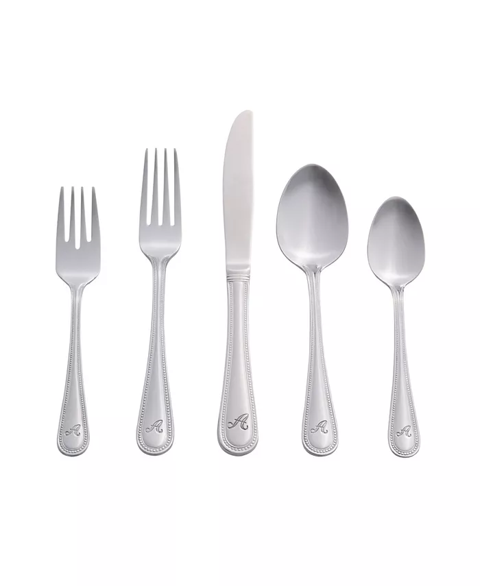 RiverRidge Home Riverridge Beaded 46 Piece Monogrammed Flatware Set - A， Service for 8 - Mycitystee