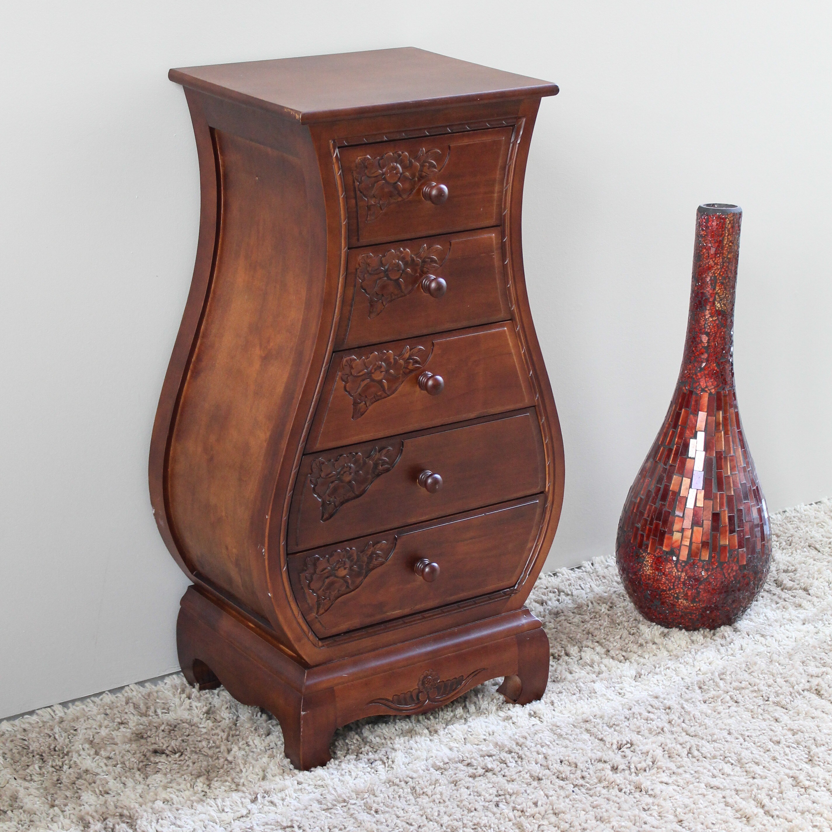 International Caravan Windsor Hand-carved 5-drawer Bombay Dresser - - 2668366 - Mycitystee