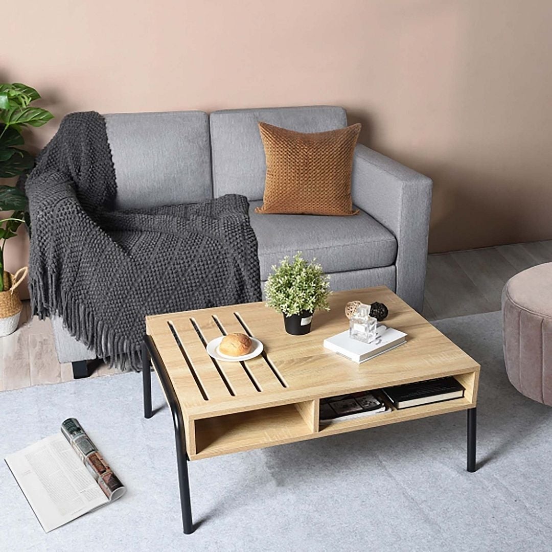 Metal Frame Coffee Table with Large Shelve Space - Mycitystee