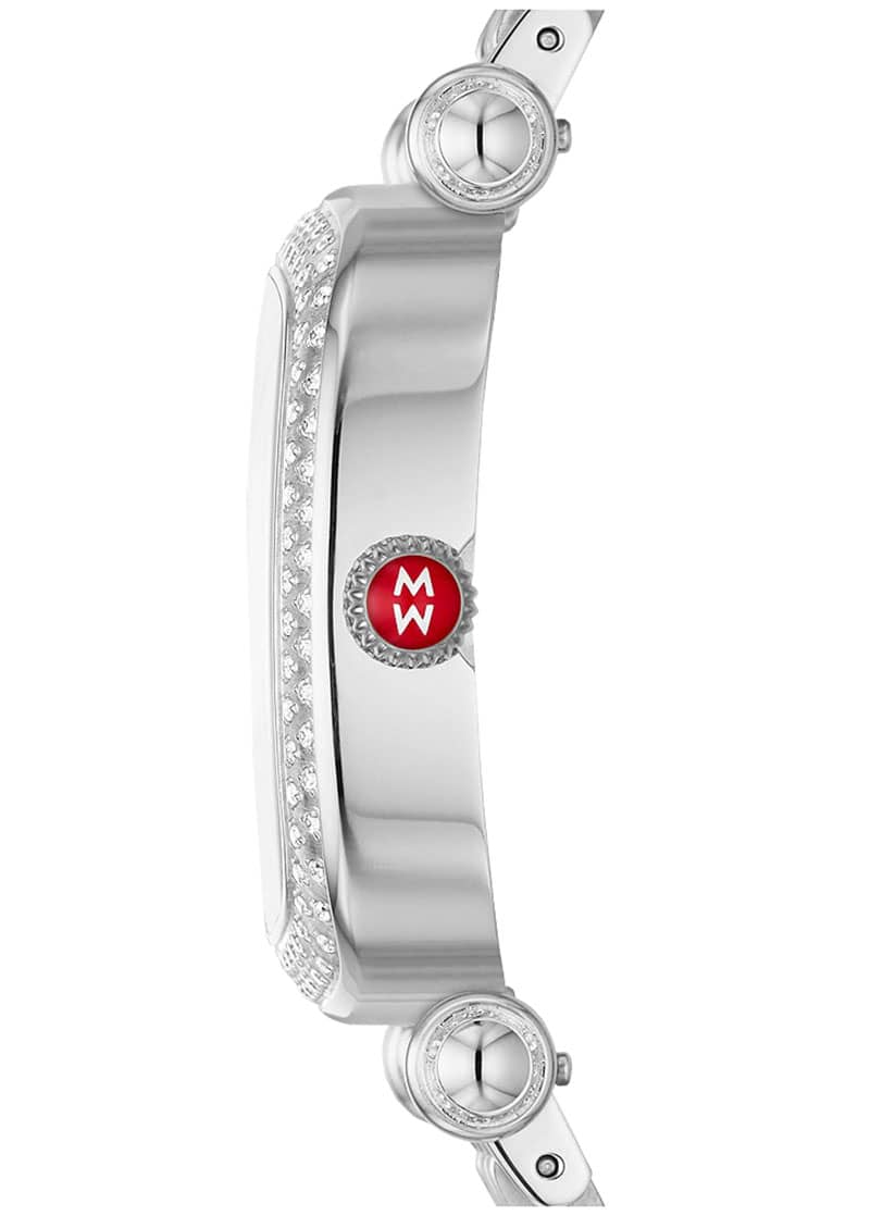Michele Caber Isle MOP w/ Diamond Dial Silver Bracelet Watch， 32mm - Mycitystee