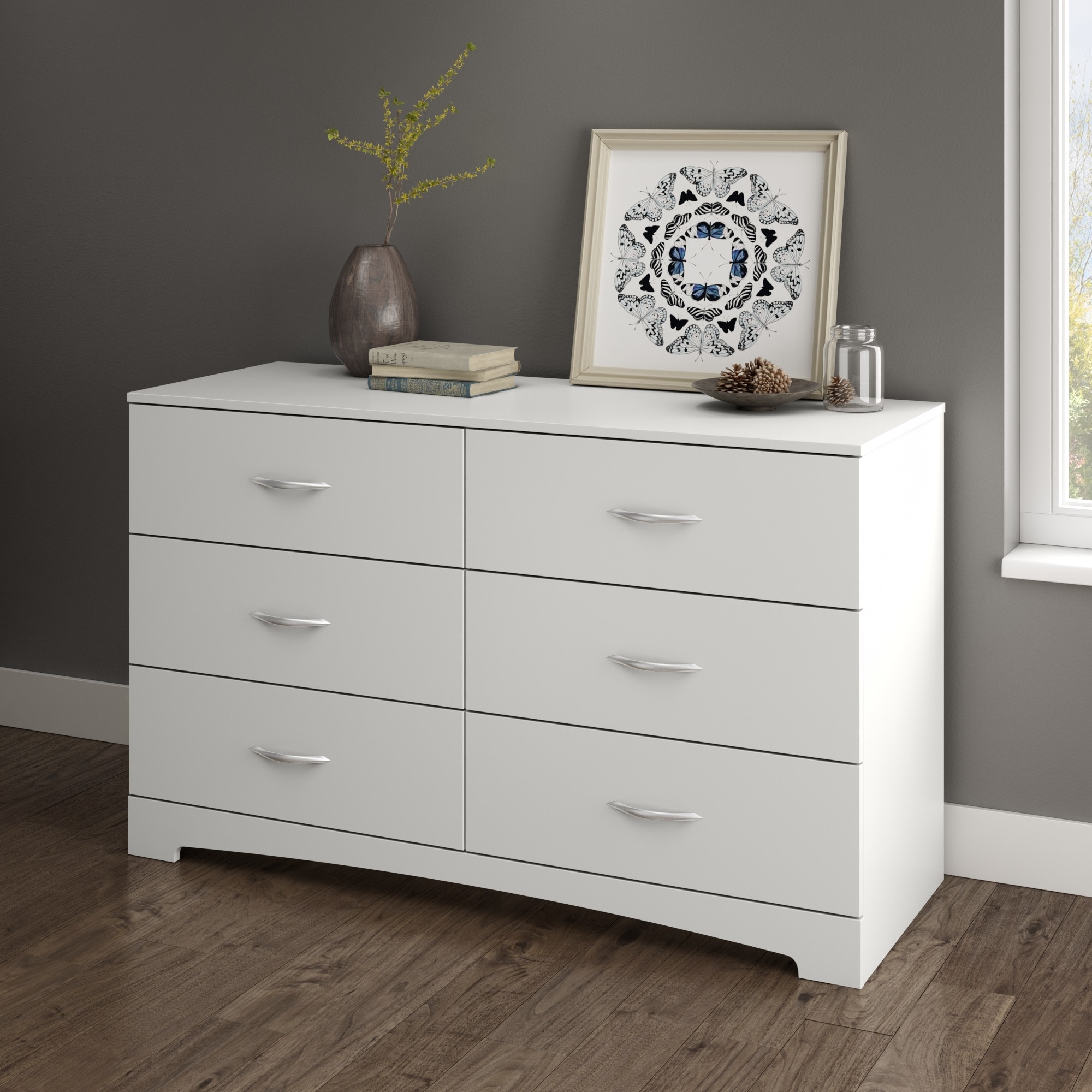SoHo， Contemporary 6-Drawer Double Dresser， Pure White - - 36139104 - Mycitystee