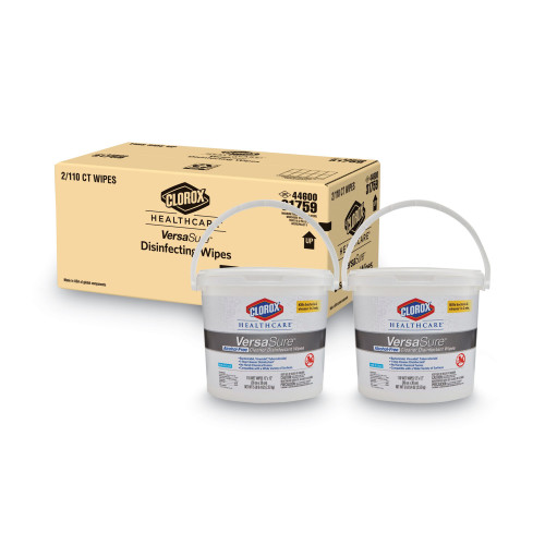 Clorox Healthcare VersaSure Cleaner Disinfectant Wipes， 1-Ply， 12 x 12， White， 110/Bucket， 2/Carton (31759) - Mycitystee