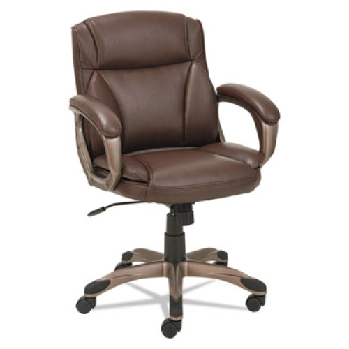 Alera Veon Series Low-Back Leather Task Chair， Supports up to 275 lbs.， Brown Seat/Brown Back， Bronze Base (VN6159) - Mycitystee