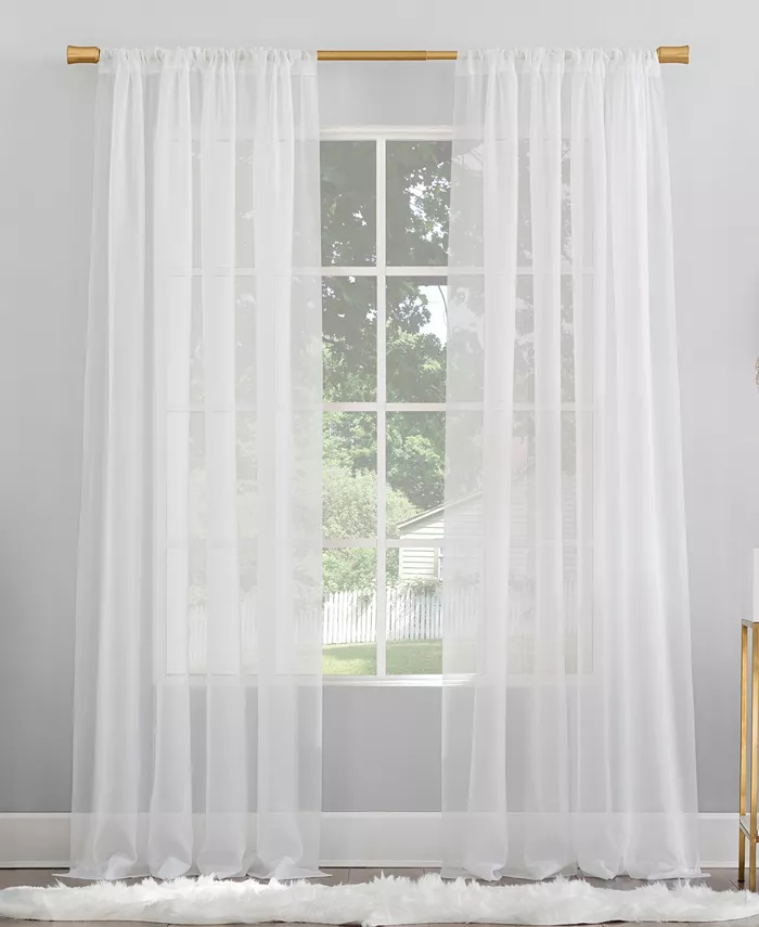 No. 918 Mallory Voile Sheer Rod Pocket Curtain Panel， 108