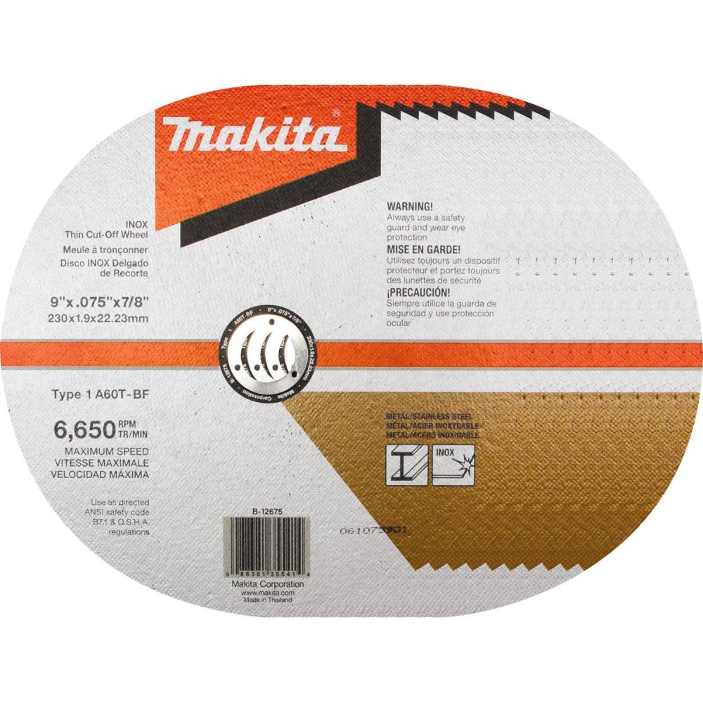 9 x .075 x 7/8 INOX Thin Cut-Off Wheel， 60 Grit， 10/pk - Mycitystee