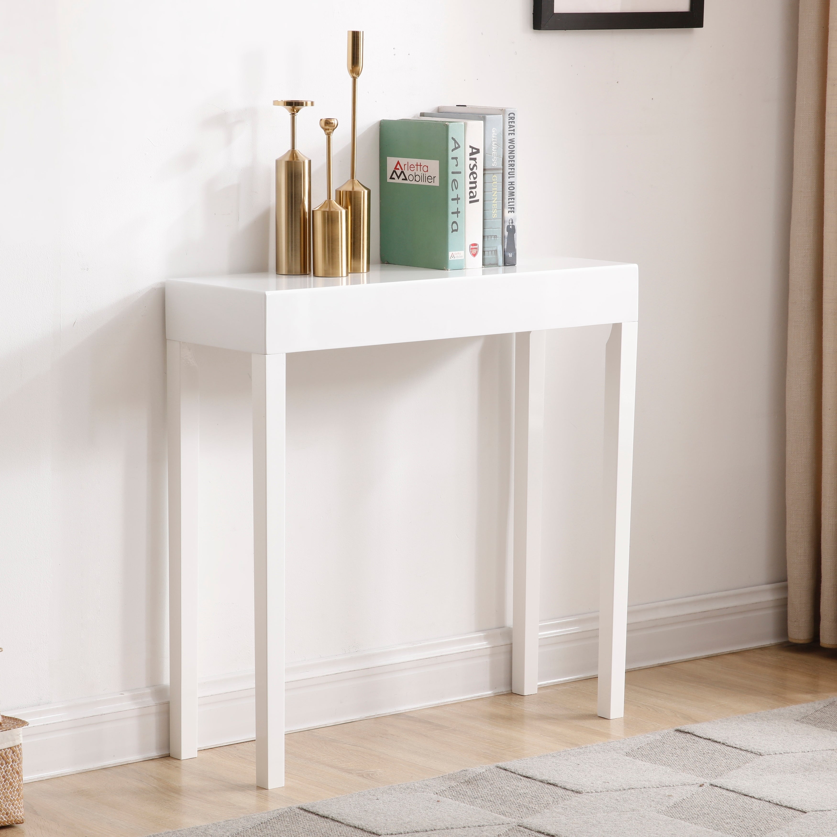 Modern Amy Console Table， Sofa Table， White - Mycitystee