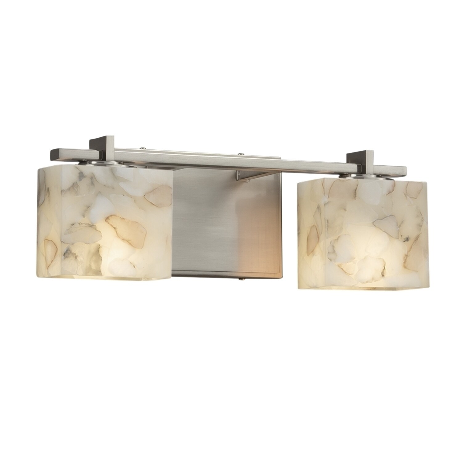 Justice Design Alabaster Rocks Era 2-light Brushed Nickel Bath Light， Off-white Rectangle Shade - Mycitystee