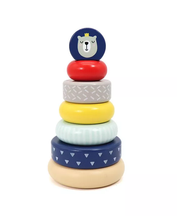Leo Friends Wooden Stacking Toys， 6 Wooden Rings， 1 Lion Crown On Top | Montessori-Approved Education Kid's Ring Stacking Tower， Perfect Christmas or - Mycitystee