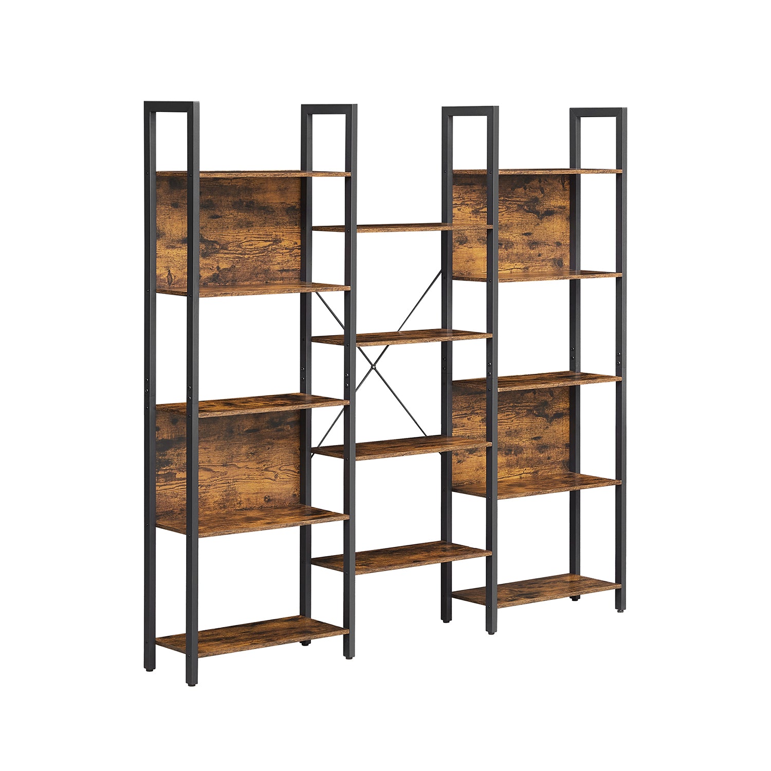 VASAGLE Industrial Brown Bookcase with 14 Storage Shelves - Mycitystee