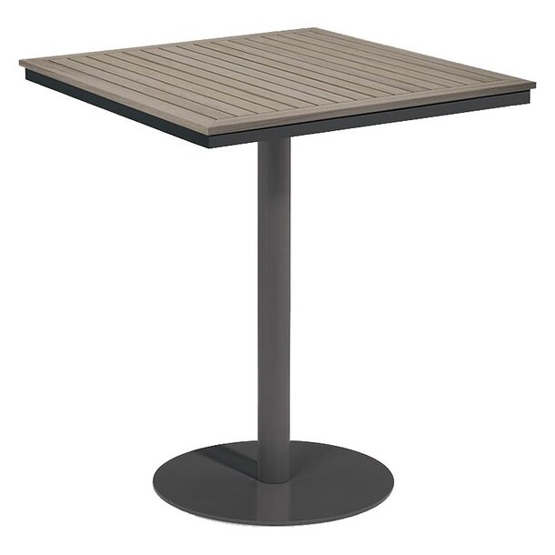 Oxford Garden Travira 38-Inch Square Bar Table w/ Carbon Finish and Vintage Tekwood Top - Mycitystee