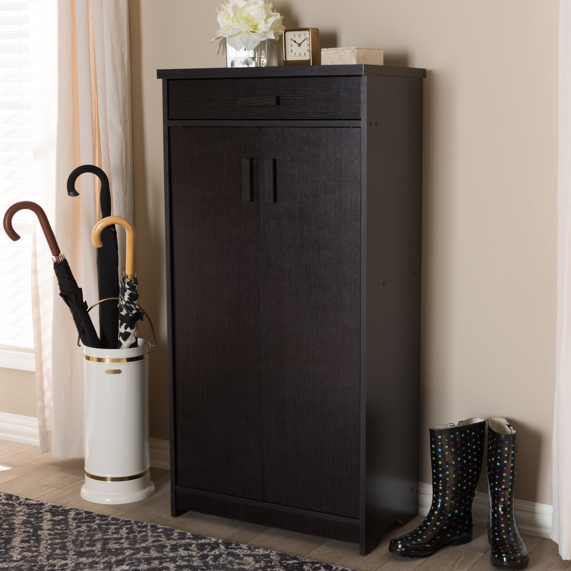 Contemporary Dark Brown Shoe Cabinet by Baxton Studio - - 22580565 - Mycitystee