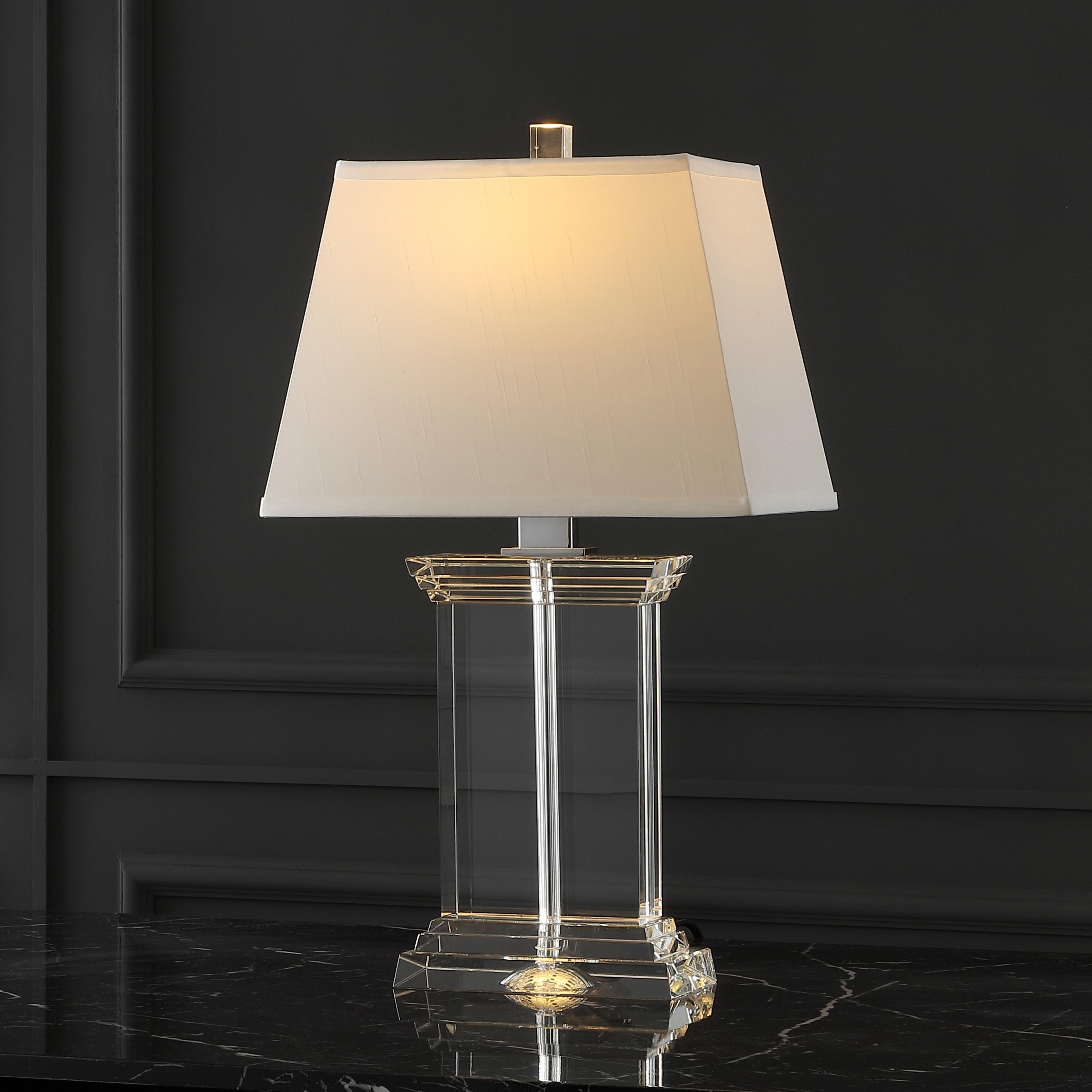 SAFAVIEH Couture Lighting 24-inch Schmidt Crystal Table Lamp - 14 IN W x 10 IN D x 24 IN H - Mycitystee