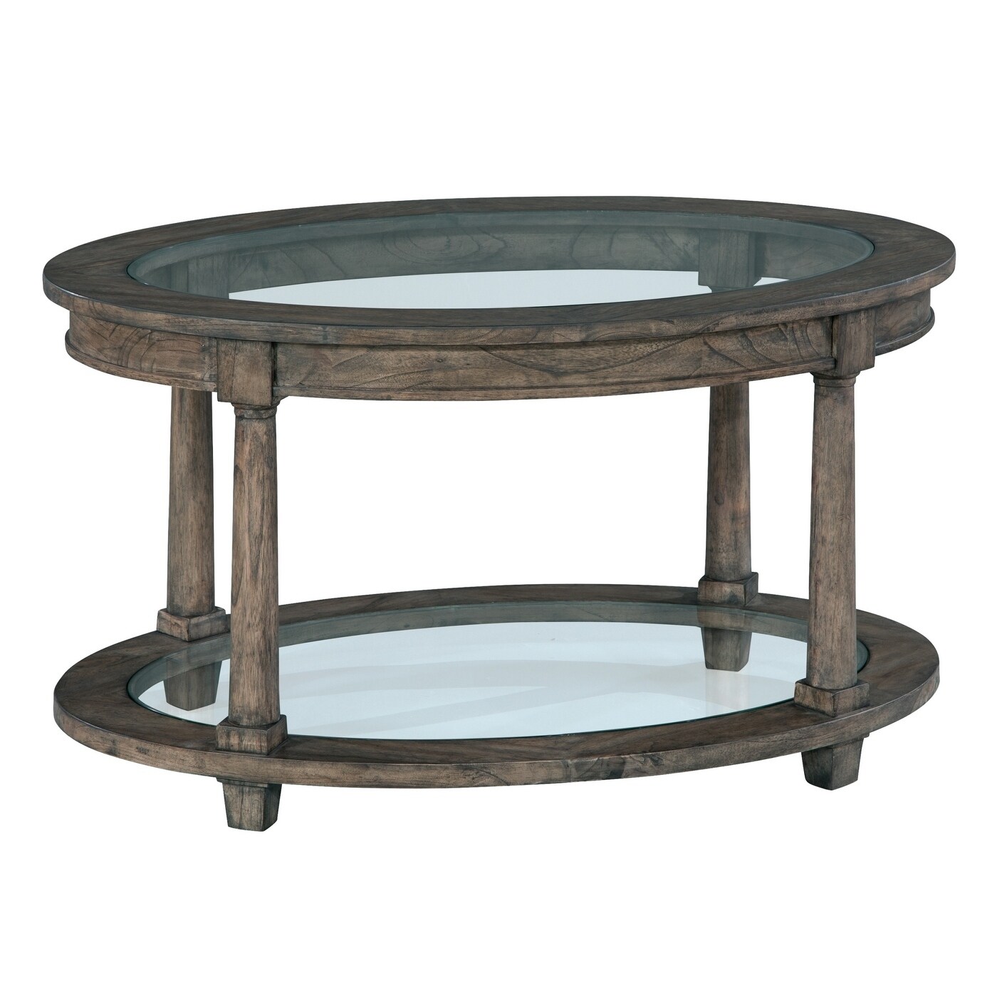 Oval Solid Wood and Glass Coffee Table- Lincoln Park - Mycitystee