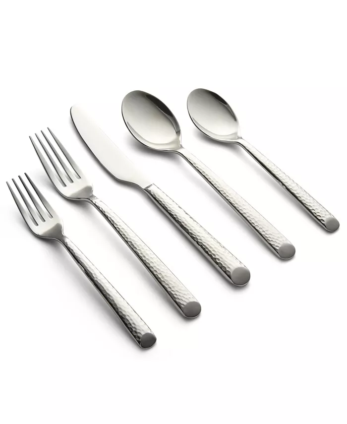 Cambridge Silversmiths Cambridge Elsa Mirror Hammered 20-Pc. Flatware Set， Service for 4 - Mycitystee