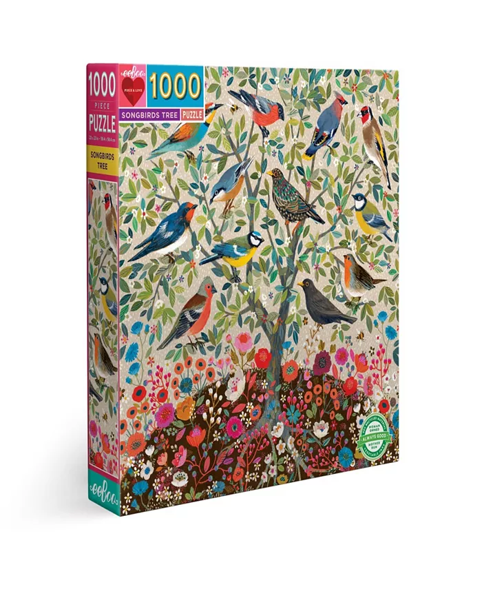 Eeboo Piece Love Songbirds Tree Square Adult Jigsaw Puzzle Set， 1000 Piece - Mycitystee
