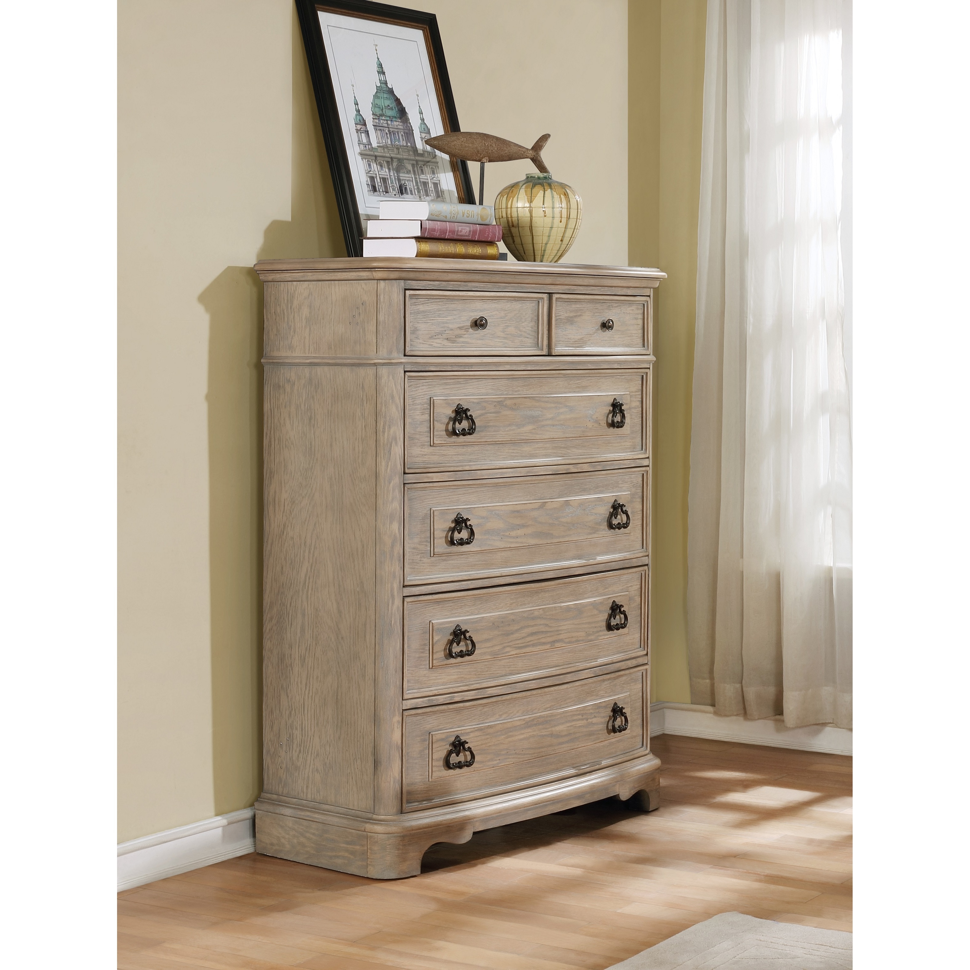Roundhill Furniture Piraeus 296 6 Drawers White Wash Chest - - 16695919 - Mycitystee