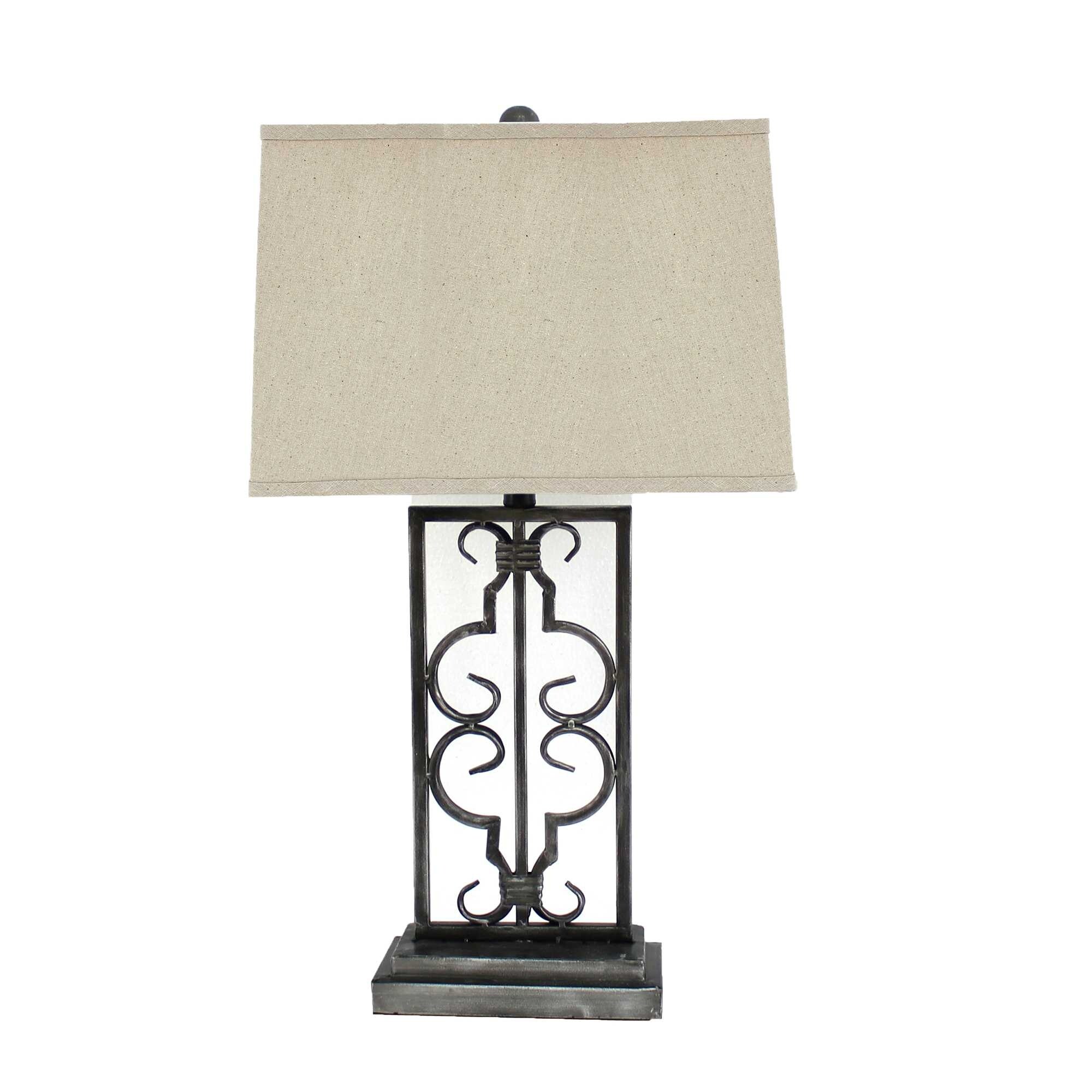5.5 x 9.25 x 28.75 Gray Industrial With Stacked Metal Pedestal - Table Lamp - 5.5 x 9.25 x 28.75 - Mycitystee