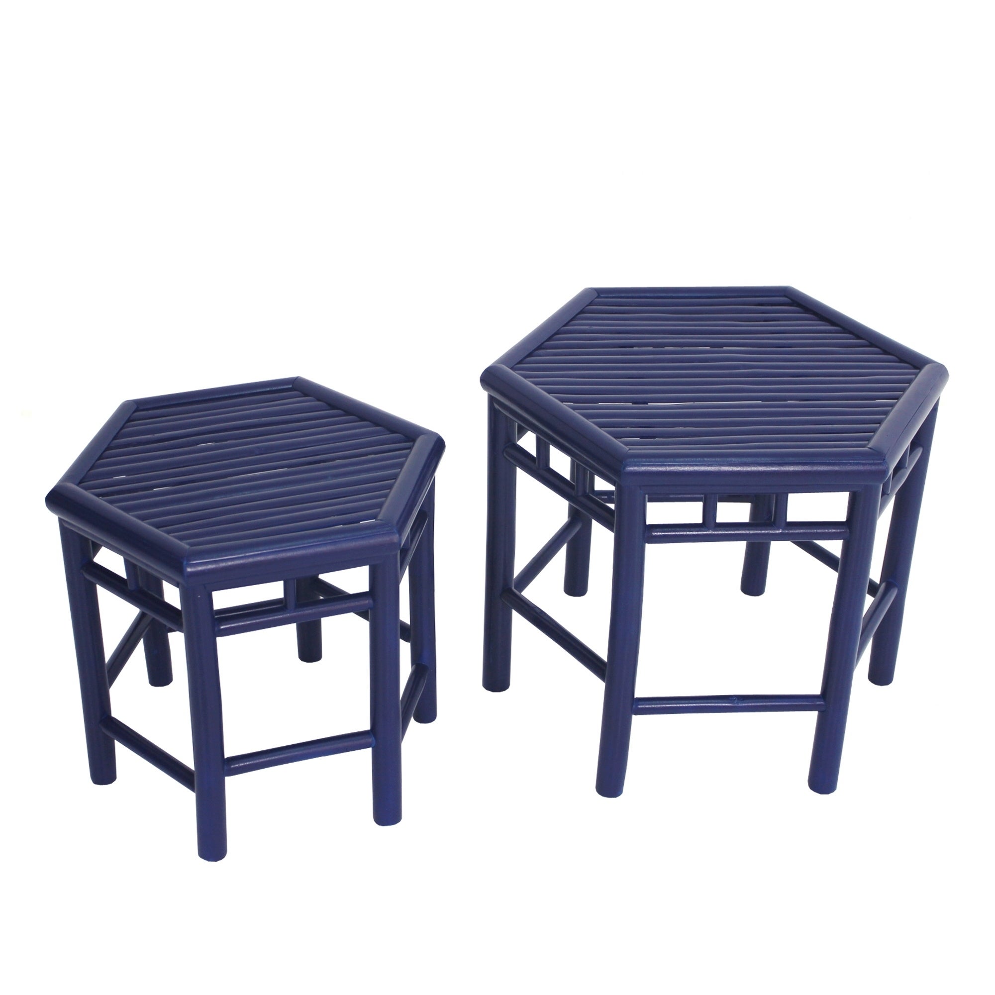 Naukati Bay Royal Blue Bamboo End Tables (Set of 2) by Havenside Home - Mycitystee