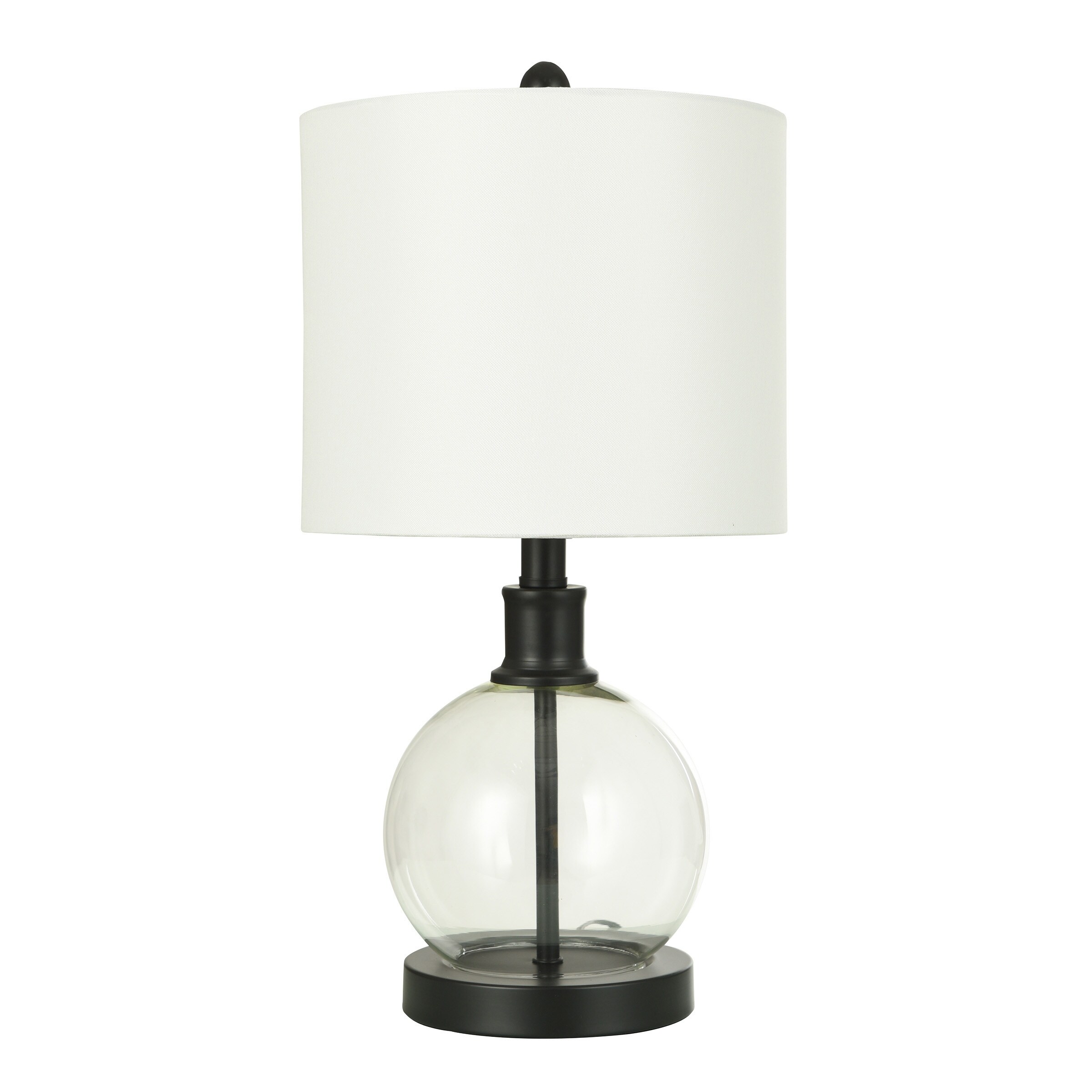 Glass Table Lamp - Black Finish with Off White Linen Shade - Mycitystee