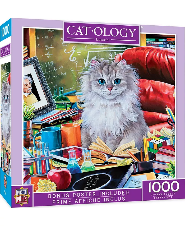MasterPieces Puzzles Catology - Einstein 1000 Piece Adult Jigsaw Puzzle - Mycitystee