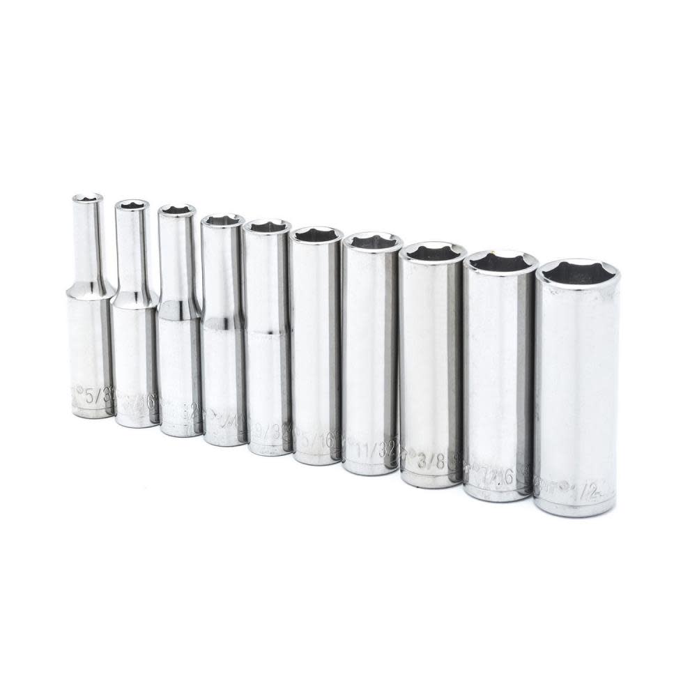10 pc 1/4 Drive 6 Point Deep SAE Socket Set - Mycitystee