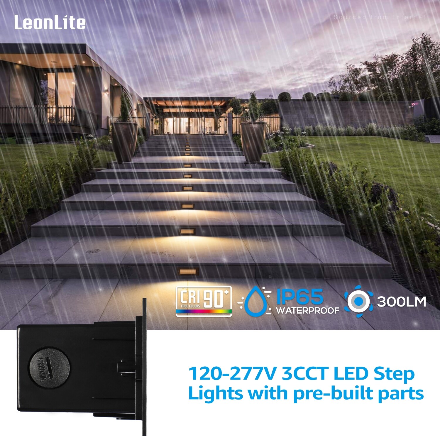 4-Pack Dimmable LED Step Lights 120-277V， 2700K/3000K/4000K Selectable - Mycitystee