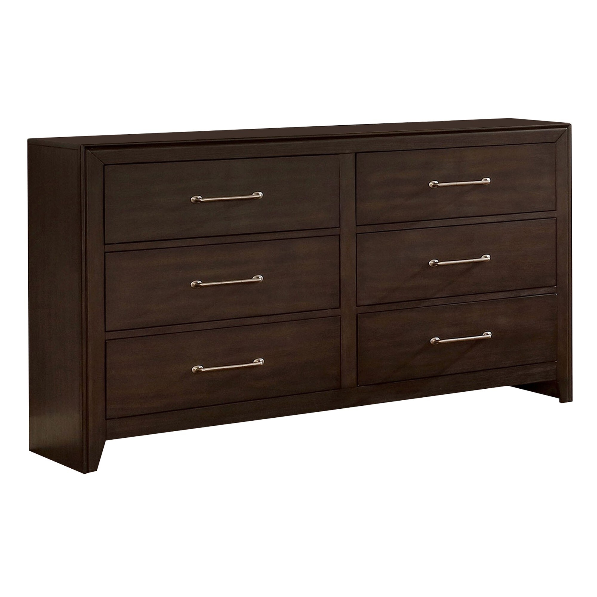 6 Drawer Wooden Dresser with Metal Pulls， Walnut Brown - - 33035185 - Mycitystee