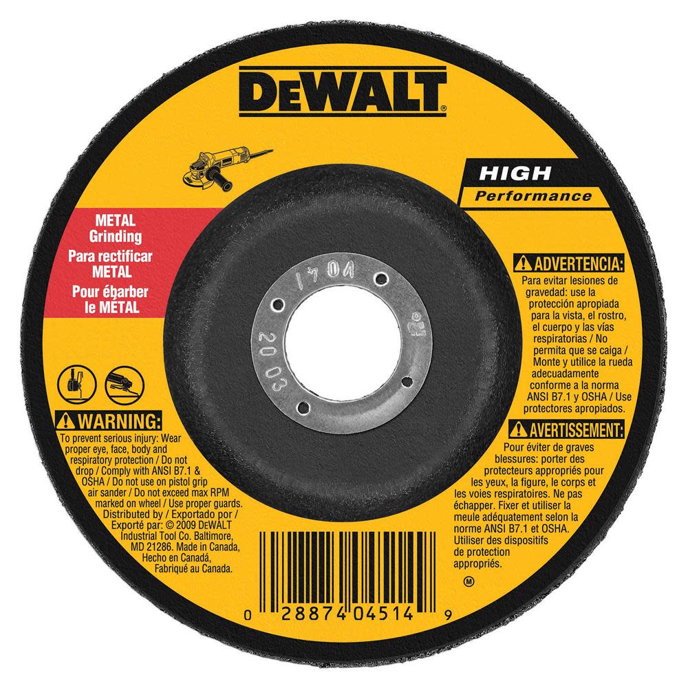 DEWALT 9 In. x 1/4 In. x 7/8 In. High Performance Metal Grinding Wheel DW4949 from DEWALT - Mycitystee