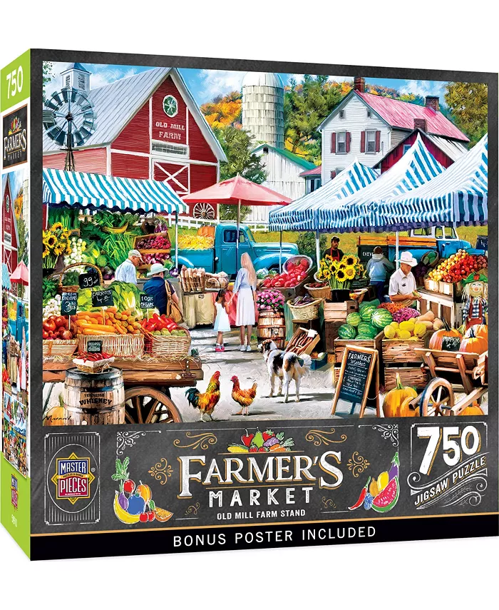 MasterPieces Puzzles Farmer's Market - Old Mill Farm Stand 750 Piece Adult Jigsaw Puzzle - Mycitystee