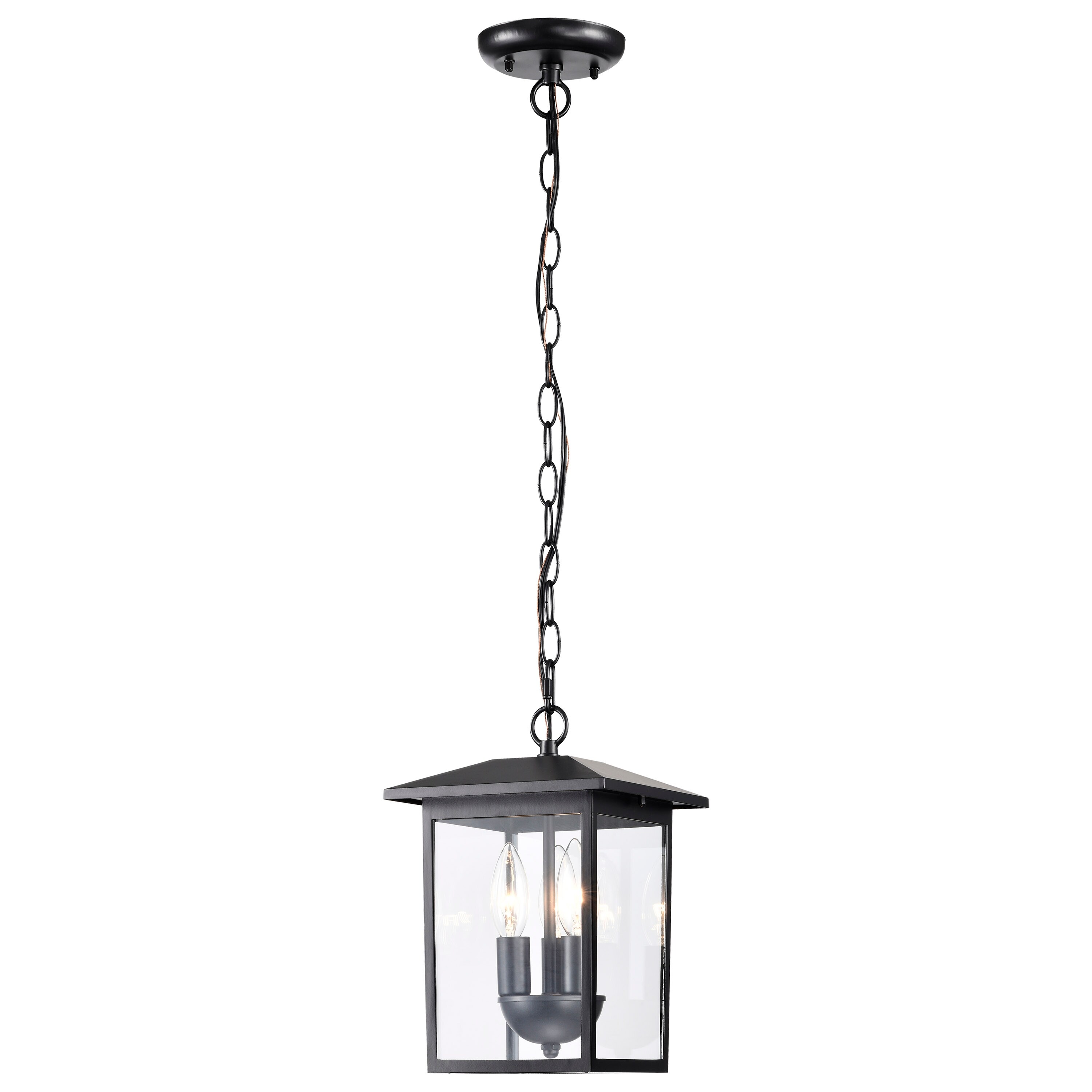 Jamesport Outdoor Hanging Light Matte Black Clear Glass - Mycitystee