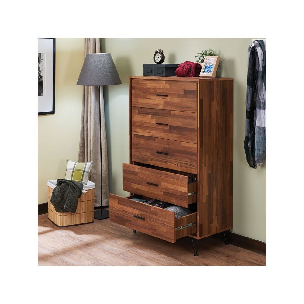 Global Pronex Wood Chest 5 Drawers Chest in Walnut - - 35478798 - Mycitystee