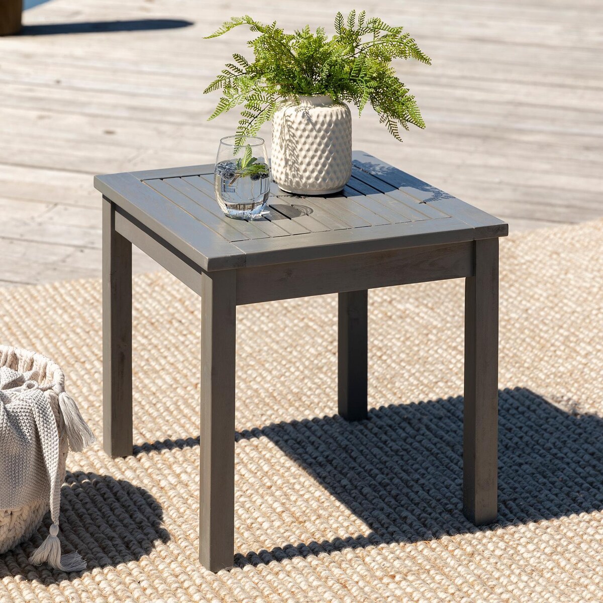 Ultimate Patio Horizon Way 20 Inch Square Acacia Patio End Table - Mycitystee