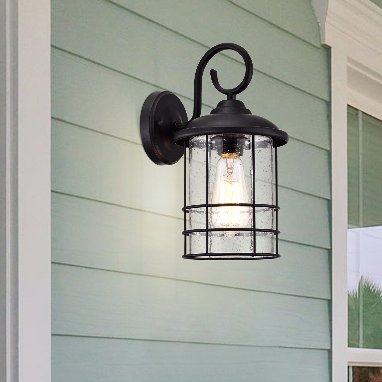 Round 1 Light Black Outdoor Wall Lantern Seeded Glass - 12.4*6.5*8.1 Shopping - The Best Deals on Outdoor Wall Lanterns | 38833031 - Mycitystee
