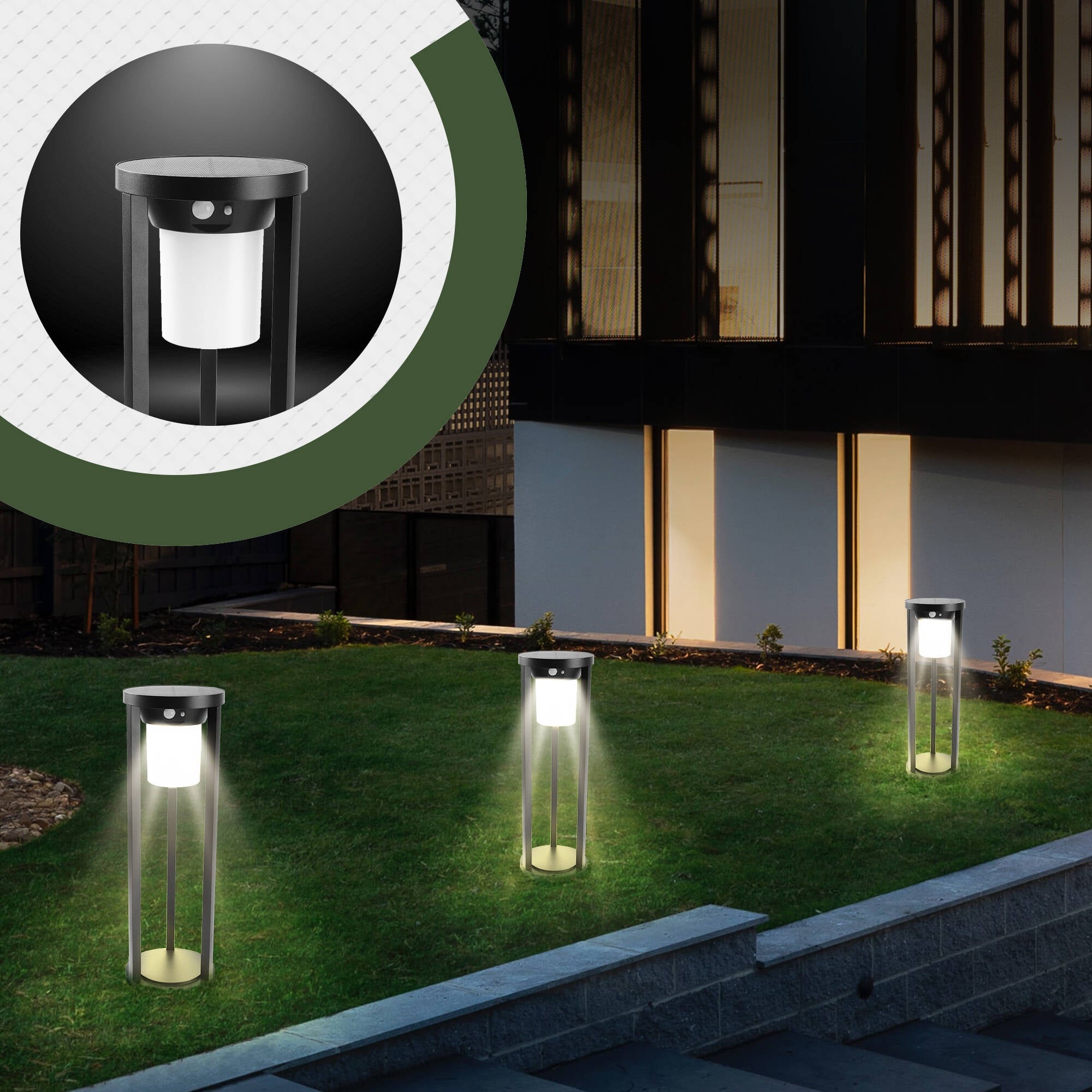 Inowel Solar Outdoor Light Pathway Garden Dusk to Dawn with Stake 1989 - 1989-600-BLACK - Mycitystee