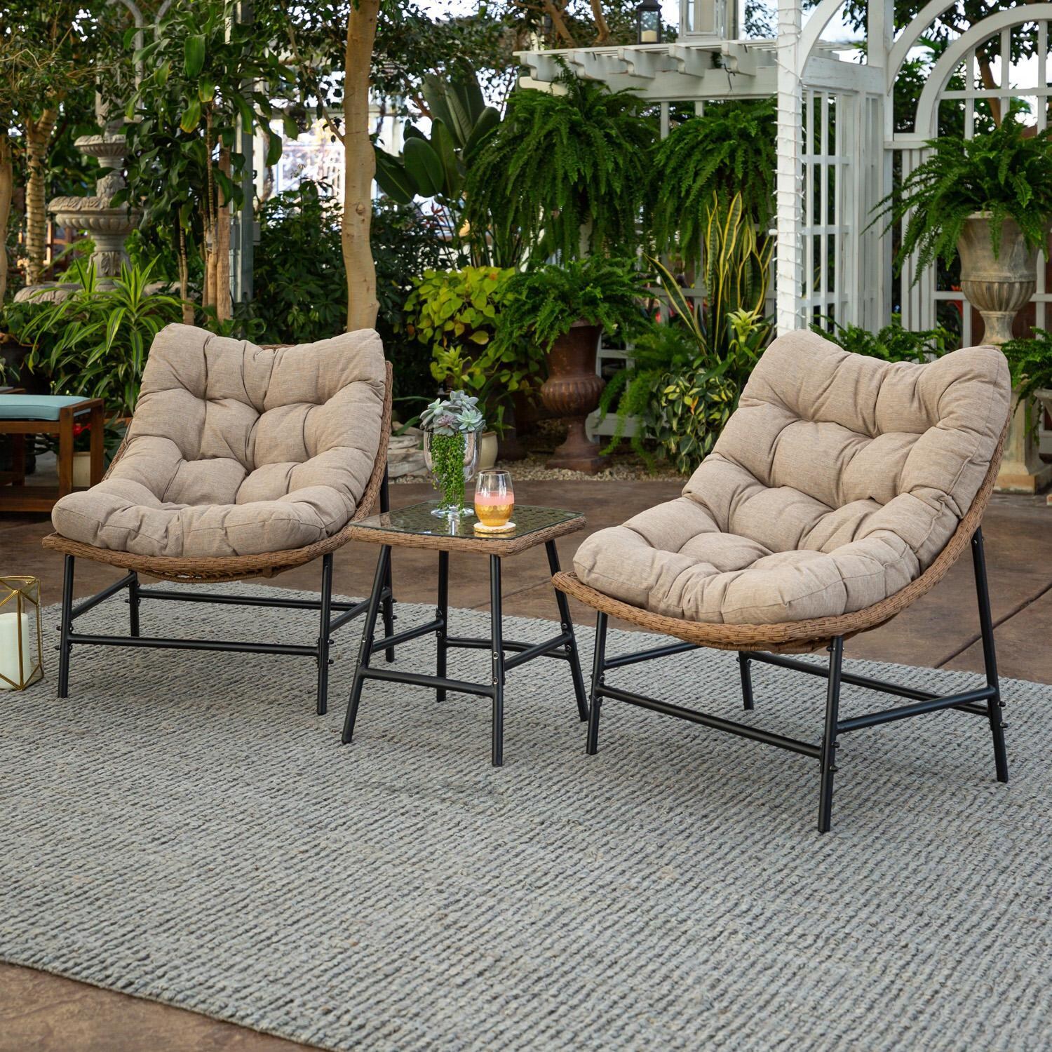 Ultimate Patio 3 Piece Steel Patio Conversation Set W/ 18 Inch Square Side Table - Mycitystee