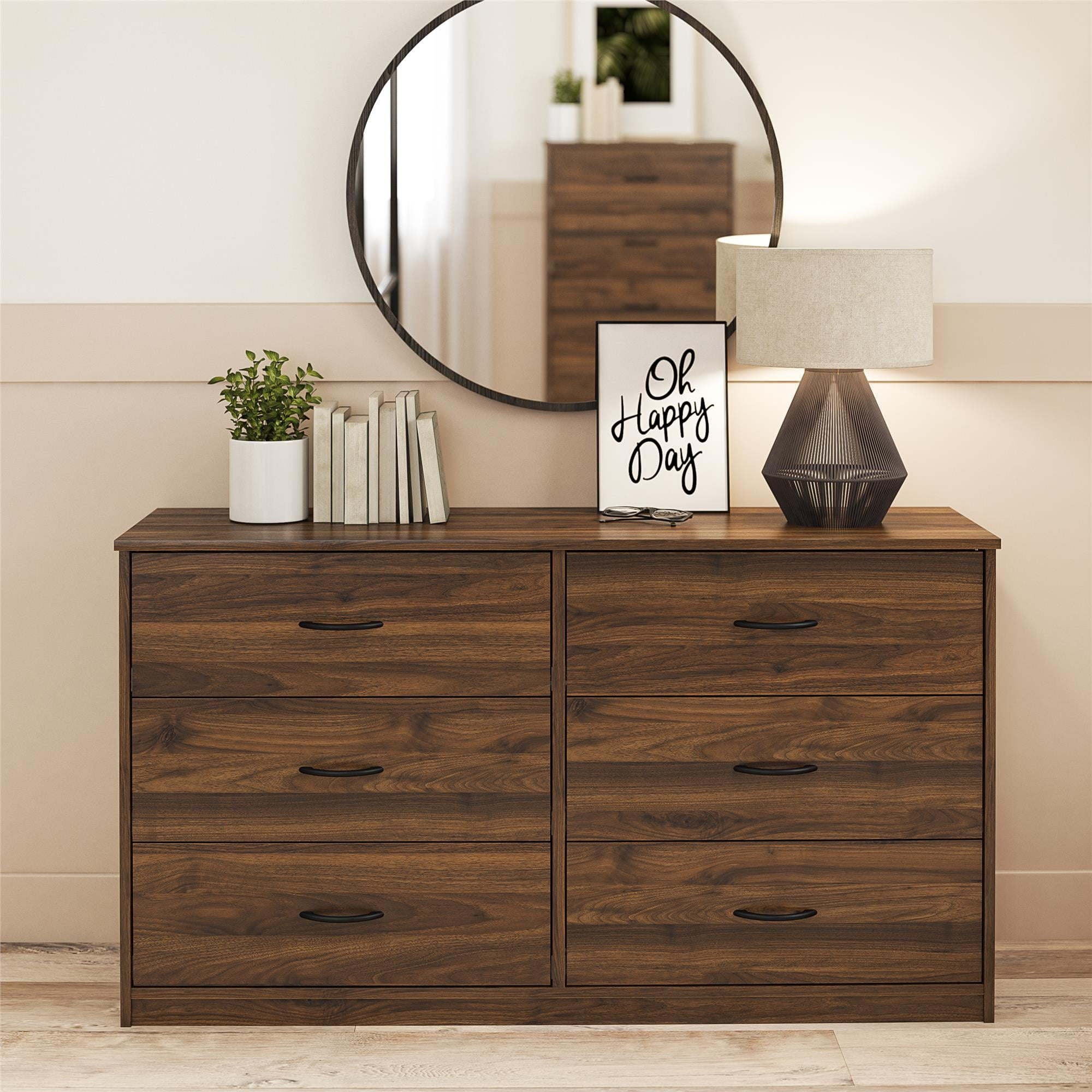Classic 6 Drawer Dresser; Walnut， Suitable for Bedroom， Living Room， Dining Room， Items Storage Helper - - 37776894 - Mycitystee