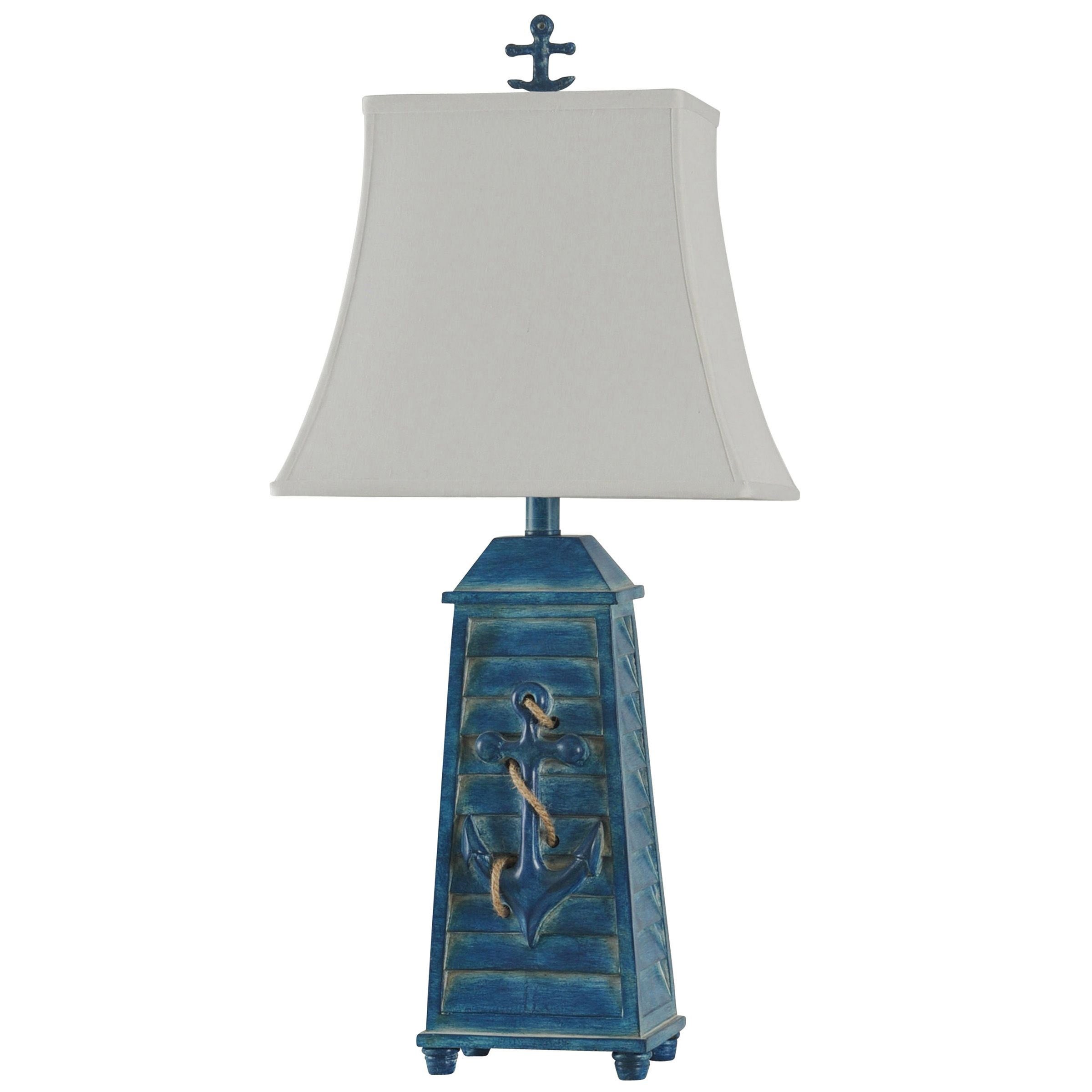 StyleCraft Cogra Bay Blue Table Lamp - White Softback Fabric Shade - Mycitystee