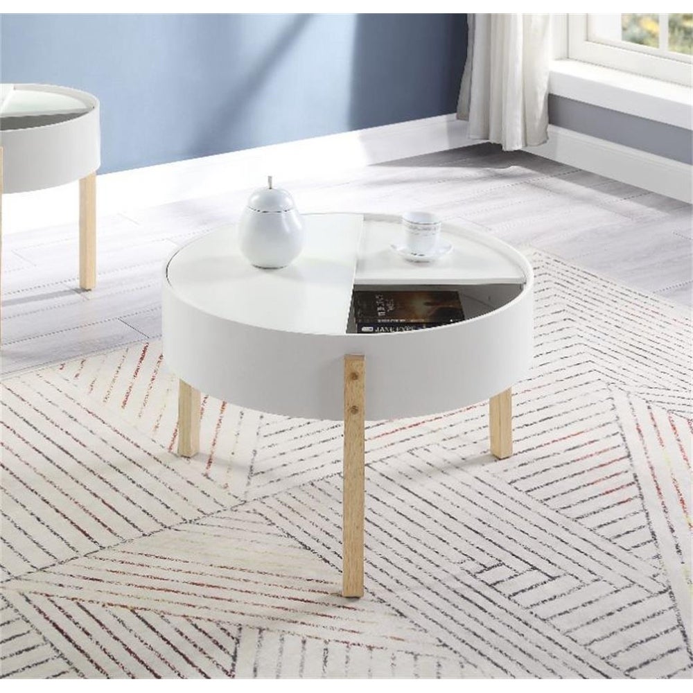 Modern Style Round Coffee Table， Sofa Table With Three Wooden Legs - Mycitystee