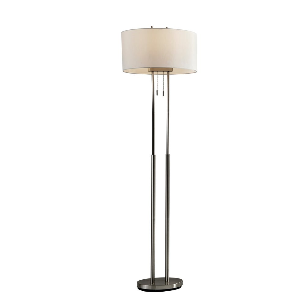 Strick and Bolton Lissie Brushed Steel Double Socket Floor Lamp - Mycitystee