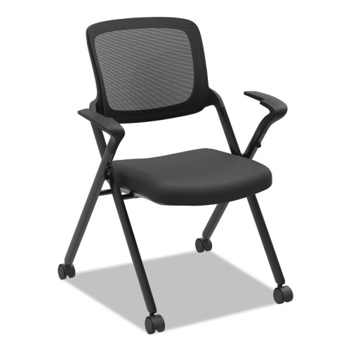 HON VL314 Mesh Back Nesting Chair， Black Seat/Black Back， Black Base (VL314BLK) - Mycitystee