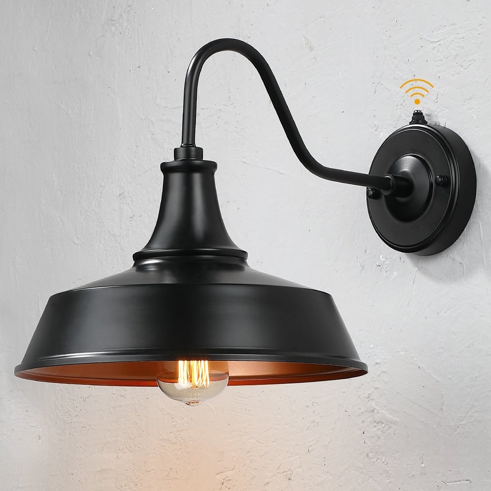 1-Light Black Dusk to Dawn Outdoor Wall Sconce Barn Light - 12
