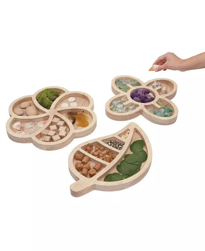 Kaplan Early Learning Loose Parts Organic Wooden Trays  - Set of 3 - Mycitystee