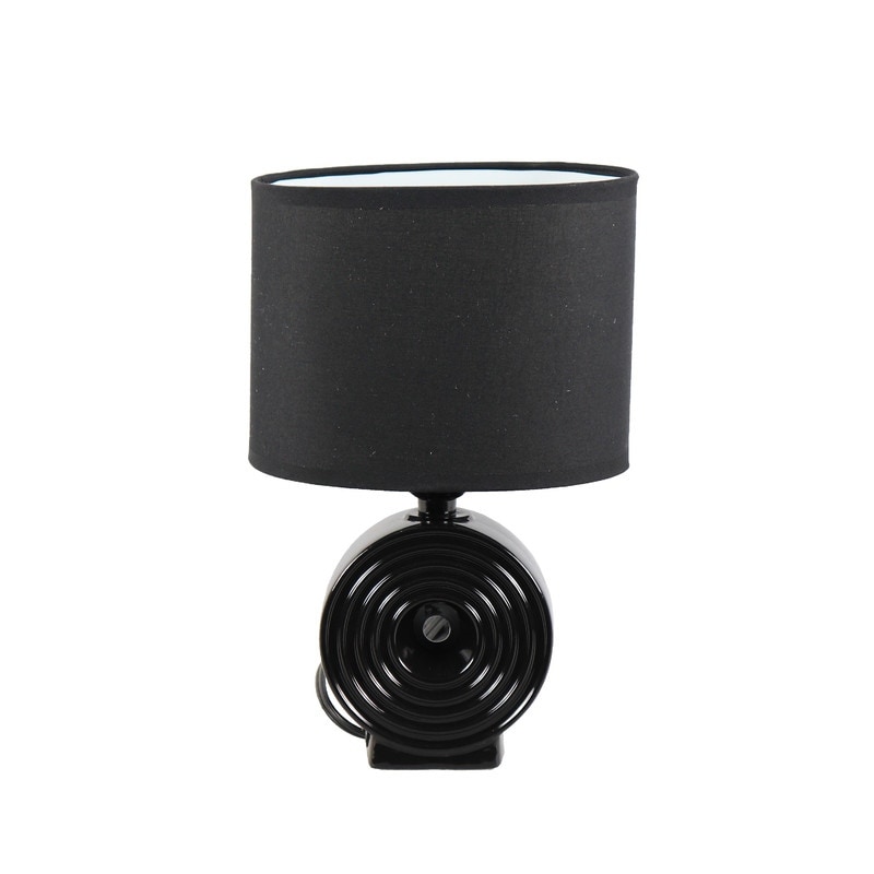 Ceramic Table Lamp With Shade (Orb Small) (Black) - Mycitystee