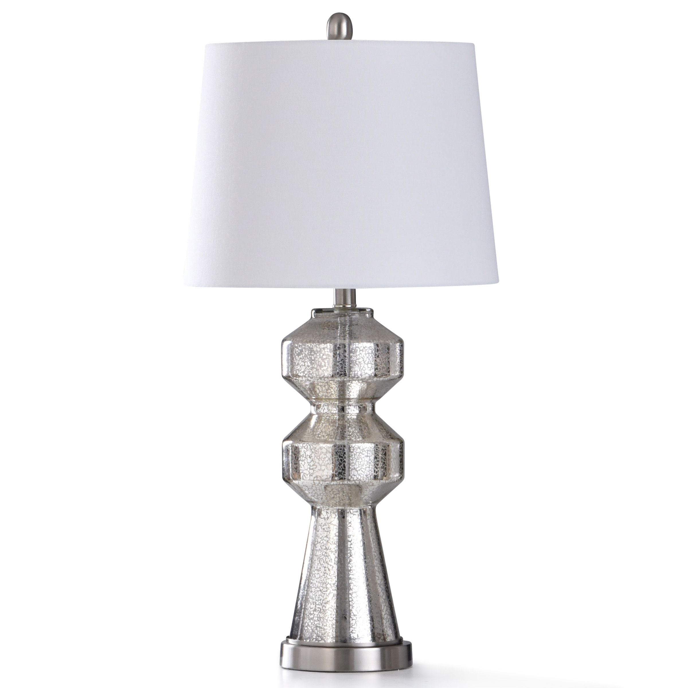 StyleCraft Northbay Silver Mercury Glass Body with Brushed Steel Metal Base Table Lamp - Mycitystee