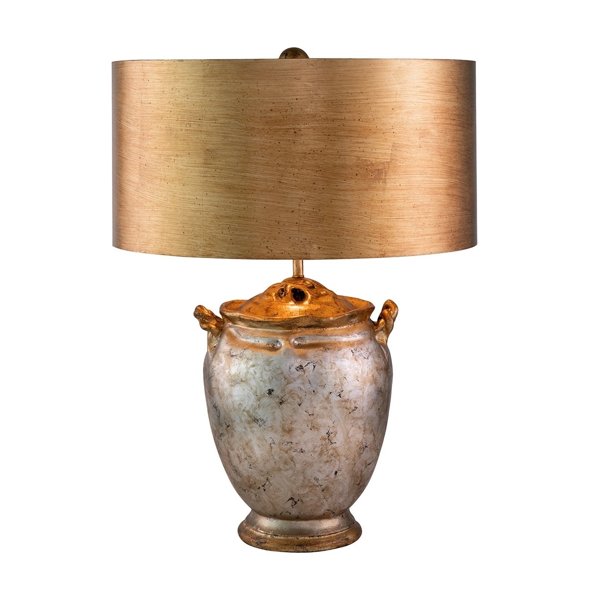 Gold Silver Ceramic Jar Distressed Table Bedside Lamp Lucas McKearn - Mycitystee