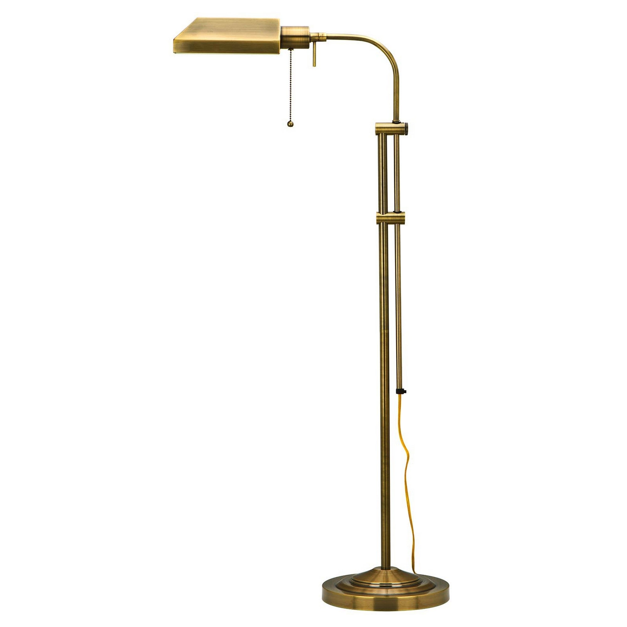 Metal Rectangular Floor Lamp with Adjustable Pole， Gold - Mycitystee