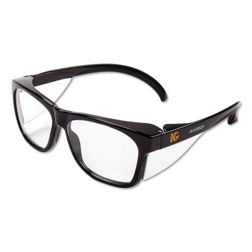 KleenGuard Maverick Safety Glasses， Black， Polycarbonate Frame， Clear Lens， 12/Box (49309) - Mycitystee